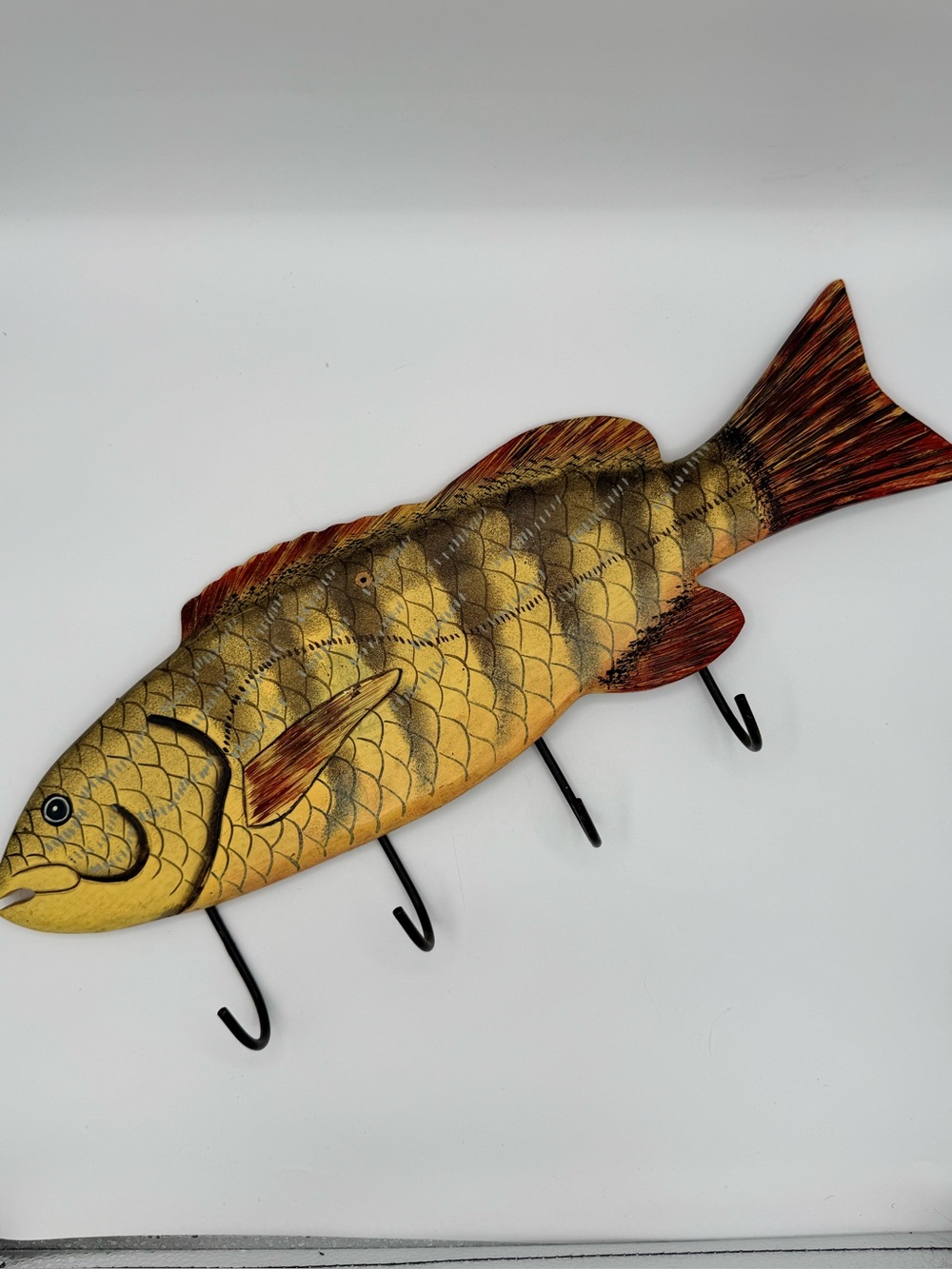 Vintage Decorative Fish Wall Hook - Yellow Fish Coat Rack